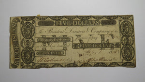 $5 1808 Gloucester Rhode Island RI Obsolete Currency Bank Note Bill Farmers Ex.