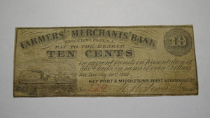 $.10 1862 Middletown Point New Jersey Obsolete Currency Bank Note Bill! Keyport