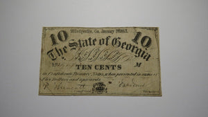 $.10 1863 Milledgeville Georgia GA Obsolete Currency Bank Note Bill! State of GA