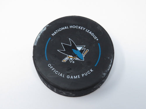 2022-23 Minnesota Wild Vs. San Jose Sharks Game Used NHL Puck -NHL Tracker Puck