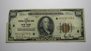 $100 1929 New York City NYC National Currency Note Federal Reserve Bank RARE!
