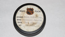 Load image into Gallery viewer, 1973-74 Bryan McSheffrey Vancouver Canucks Game Used Goal Scored Puck -8th G!