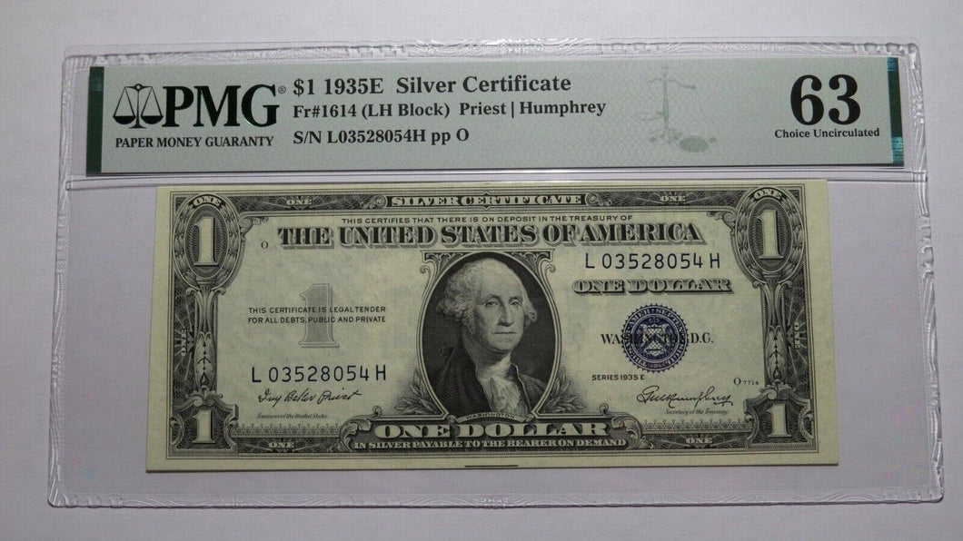 $1 1935-E Silver Certificate Currency Bank Note Bill Choice Uncirculated 63EPQ!