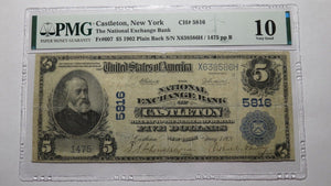 $5 1902 Castleton New York NY National Currency Bank Note Bill! Ch. #5816 PMG