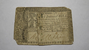 $8 1767 Annapolis Maryland MD Colonial Currency Bank Note Bill Eight Dollars