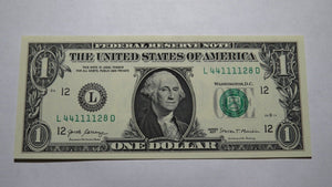 $1 2017 Fancy Serial Number Federal Reserve Bank Note Bill Crisp Uncirculated 44