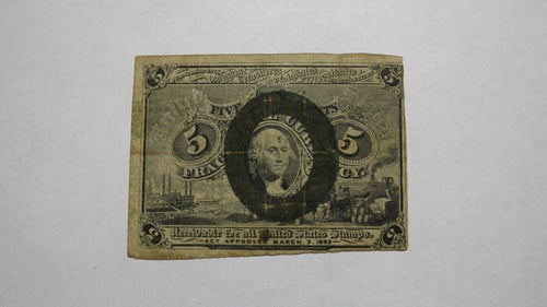 1863 $.05 Second Issue Fractional Currency Obsolete Bank Note Bill 2nd FINE