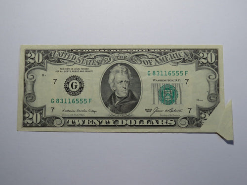 $20 1985 Printed Fold Error Chicago Federal Reserve Bank Note Currency Bill XF+