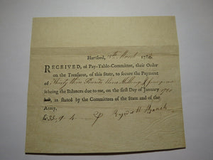 1782 Connecticut Pay Table Office Colonial Currency Note Bill! Hartford CT