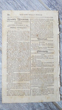 Load image into Gallery viewer, November 12, 1814 New York Weekly Museum Newspaper NY Amusement and Instruction