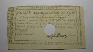 1789 Two Pounds Connecticut Colonial Currency Interest Certificate Ralph Pomeroy