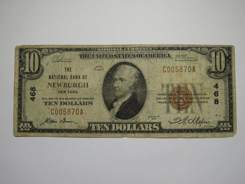 $10 1929 Newburgh New York NY National Currency Bank Note Bill Ch. #468 RARE