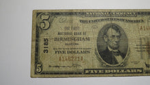 Load image into Gallery viewer, $5 1929 Birmingham Alabama AL National Currency Bank Note Bill Ch. #3185 RARE