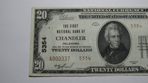 $20 1929 Chandler Oklahoma OK National Currency Bank Note Bill Ch. #5354 AU++