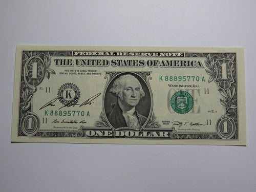 $1 2009 Rosa Gumataotao Rios Courtesy Autographed Federal Reserve Bank Note UNC+