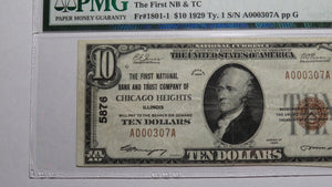 $10 1929 Chicago Heights Illinois IL National Currency Bank Note Bill #5876 VF30