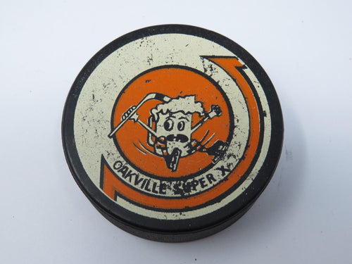 Vintage Oakville Super X Game Used CAHA Official Viceroy Hockey Puck Amateur