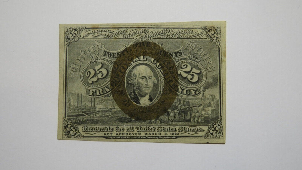 1863 $.25 Second Issue Fractional Currency Obsolete Bank Note Bill 2nd VF+ Error