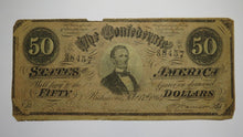 Load image into Gallery viewer, $50 1864 Richmond Virginia VA Confederate Currency Bank Note Bill RARE T66