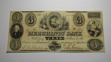 Load image into Gallery viewer, $3 1852 Washington D.C. Obsolete Currency Bank Note Bill Merchants Bank VF