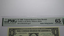 Load image into Gallery viewer, $1 1995 Radar Serial Number Federal Reserve Currency Bank Note Bill PMG UNC65EPQ