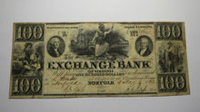 Load image into Gallery viewer, $100 1863 Norfolk Virginia VA Obsolete Currency Bank Note Bill! Exchange Bank