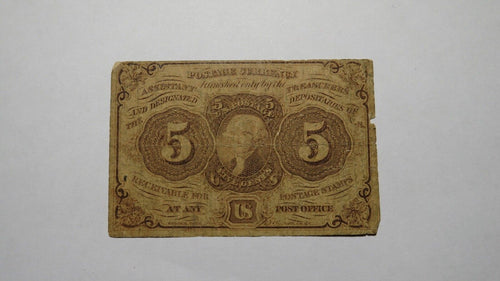 1863 $.05 First Issue Fractional Currency Obsolete Bank Note Bill! 1st Issue!