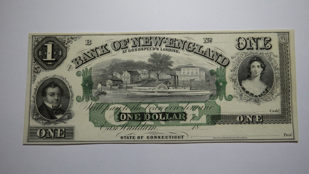 $1 18__ East Haddam Connecticut Obsolete Currency Bank Note Remainder Bill UNC++