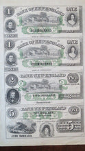 Load image into Gallery viewer, $1-$1-$2-$5 1865 East Haddam Connecticut Obsolete Currency Uncut Sheet Bank Bill