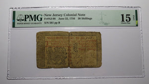 1756 Thirty Shillings New Jersey NJ Colonial Currency Bank Note Bill F15 PMG 30