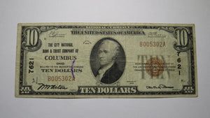 $10 1929 Columbus Ohio OH National Currency Bank Note Bill Charter #7621