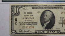 Load image into Gallery viewer, $10 1929 Slocomb Alabama AL National Currency Bank Note Bill Ch. #7940 VF30 PMG!