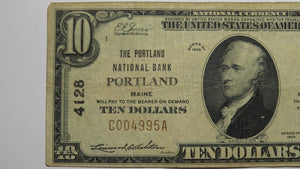$10 1929 Portland Maine ME National Currency Bank Note Bill Charter #4128 FINE
