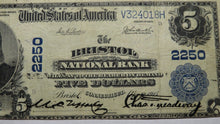 Load image into Gallery viewer, $5 1902 Bristol Connecticut CT National Currency Bank Note Bill! Ch. #2250 VF++