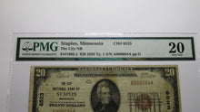Load image into Gallery viewer, $20 1929 Staples Minnesota MN National Currency Bank Note Bill Ch #8523 VF20 PMG