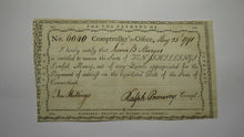 Load image into Gallery viewer, 1791 10 Shillings Connecticut Comptrollers Office Colonial Currency Note Pomeroy