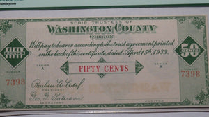 $.50 1933 Hillsboro Oregon OR Obsolete Currency Bank Note Bill! Remainder Scrip