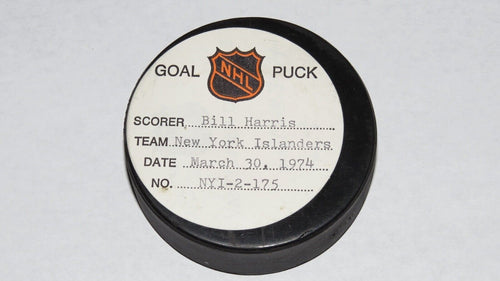 1973-74 Billy Harris New York Islanders Game Used Goal Scored Puck -20th Goal