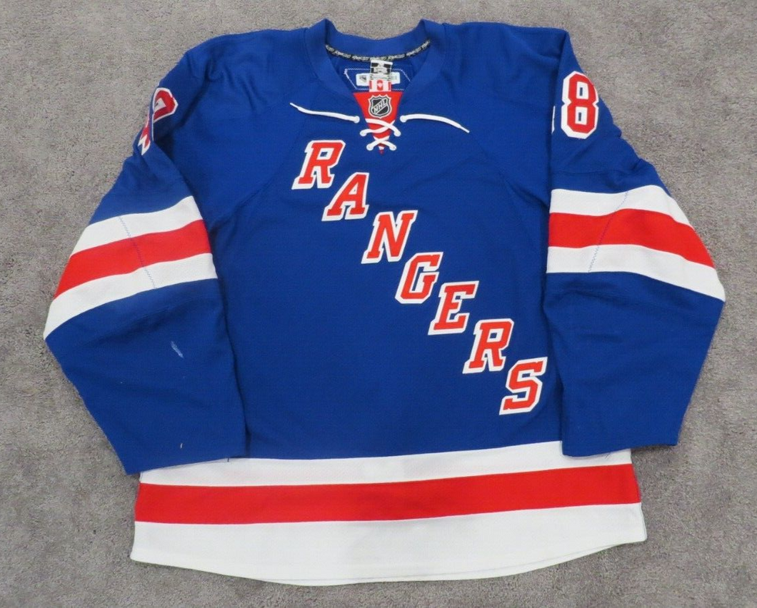2014-15 Oscar Lindberg New York Rangers NHL Debut Game Used Worn Hockey Jersey
