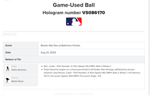 2020 Pedro Severino Baltimore Orioles Game Used Single MLB Baseball! 1B Hit!