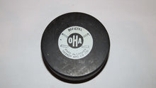 Load image into Gallery viewer, Vintage Brampton Warriors Game Used OHA Official Viceroy Hockey Puck Ontario