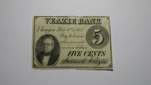 $.05 1862 Bangor Maine ME Obsolete Currency Note Fractional Bill! Veazie Bank!