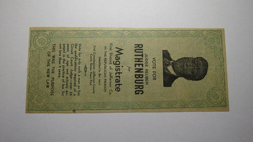 1861 Confederate Currency Facsimile Political Advertising Note Reuben Ruthenburg
