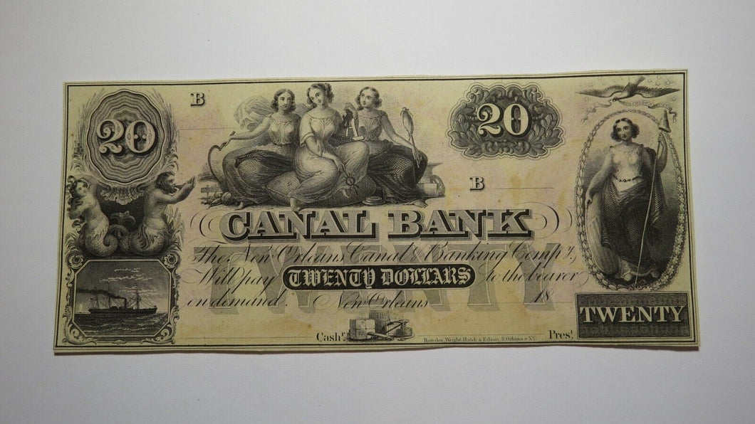 $20 18__ New Orleans Louisiana LA Obsolete Currency Bank Note Bill! Canal UNC++
