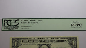$1 1988 Shifted Third Misaligned Overprint Error Federal Reserve Bank Note Bill