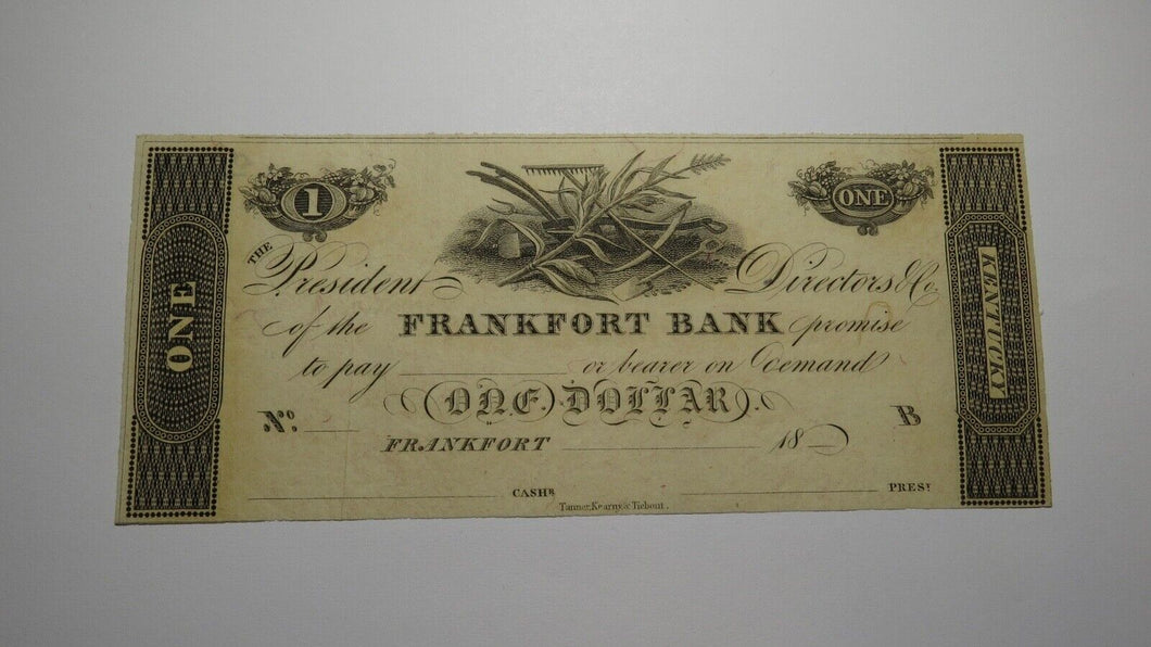 $1 18__ Frankfort Kentucky KY Obsolete Currency Bank Note Remainder Bill UNC+++