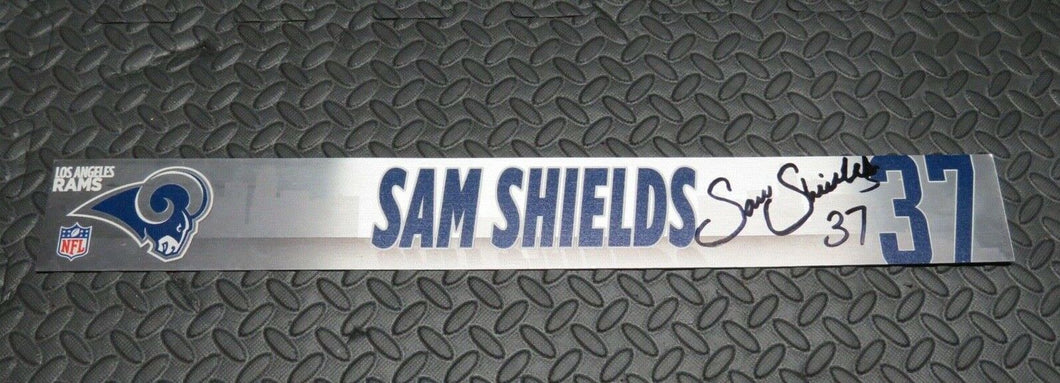 2018 Sam Shields Los Angeles Rams Game Used NFL Locker Room Nameplate! Signed!