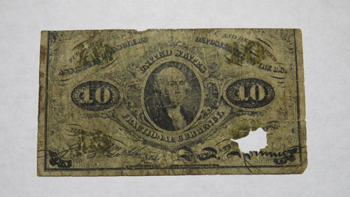 1863 $.10 Second Issue Fractional Currency Obsolete Bank Note Bill! 2nd RARE!