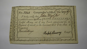 1789 5 Shillings Connecticut Comptroller Colonial Currency Note! Ralph Pomeroy