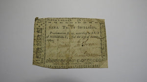 1761 Thirty Shillings North Carolina NC Colonial Currency Note Bill! 30s RARE